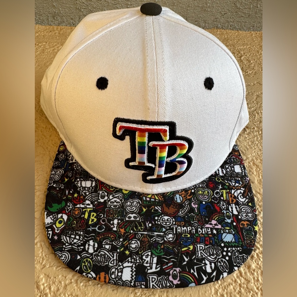 Tampa Bay Rays Melonwear White Black Hat Ballcap Adjustable SnapBack 3D Logo NEW